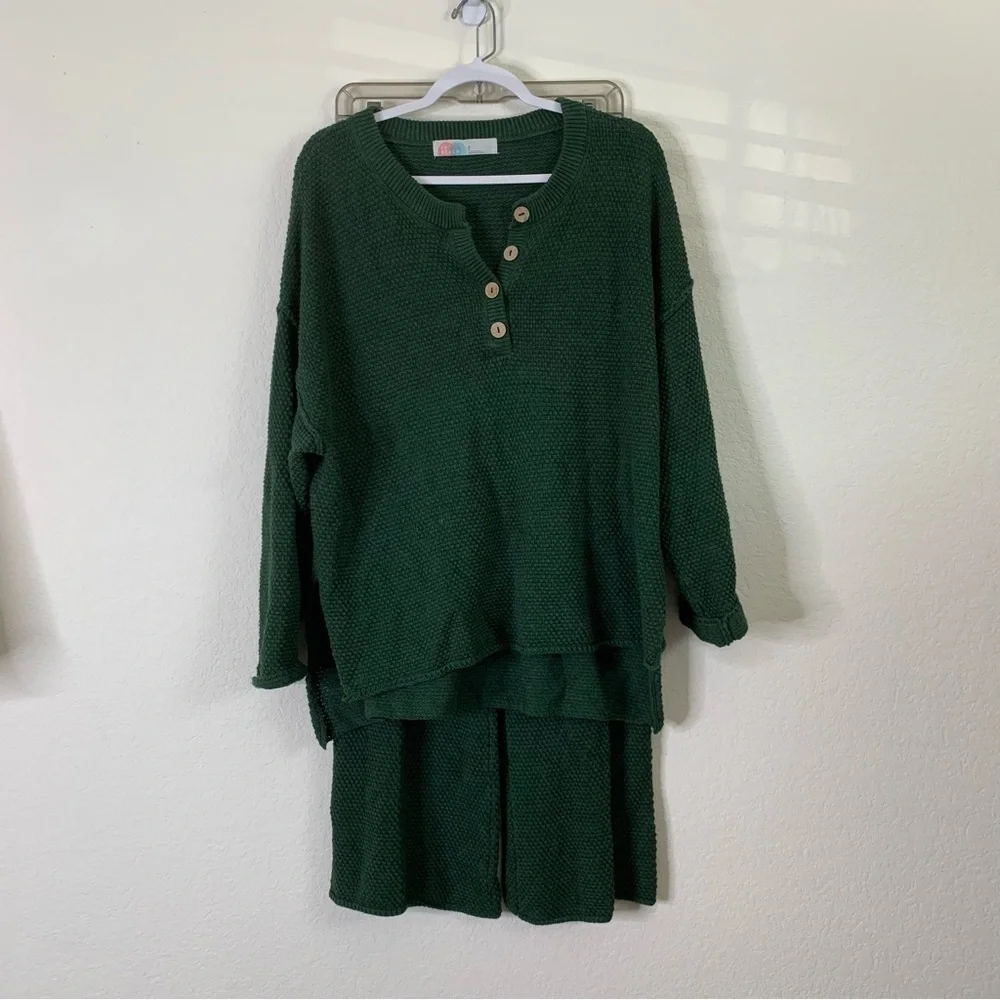 Free People Beach Dark Green Hailee Set top/ Pants S